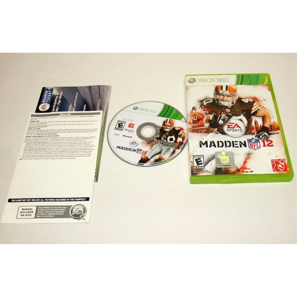 Madden NFL 12, Xbox 360 Video Game, Microsoft With Papers